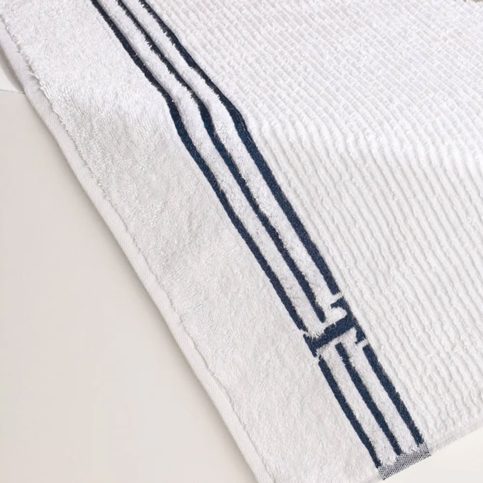 Toalha de Praia 100% Algodão Isola Branco/Marino Trussardi - Madel Home