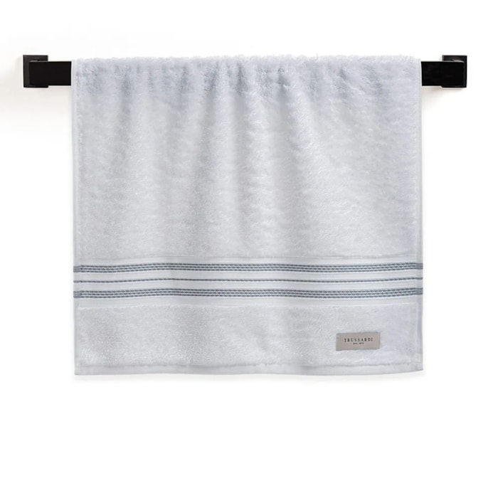 Toalha de Rosto 100% Algodão Barberine Branco/Cielo Trussardi - Madel Home