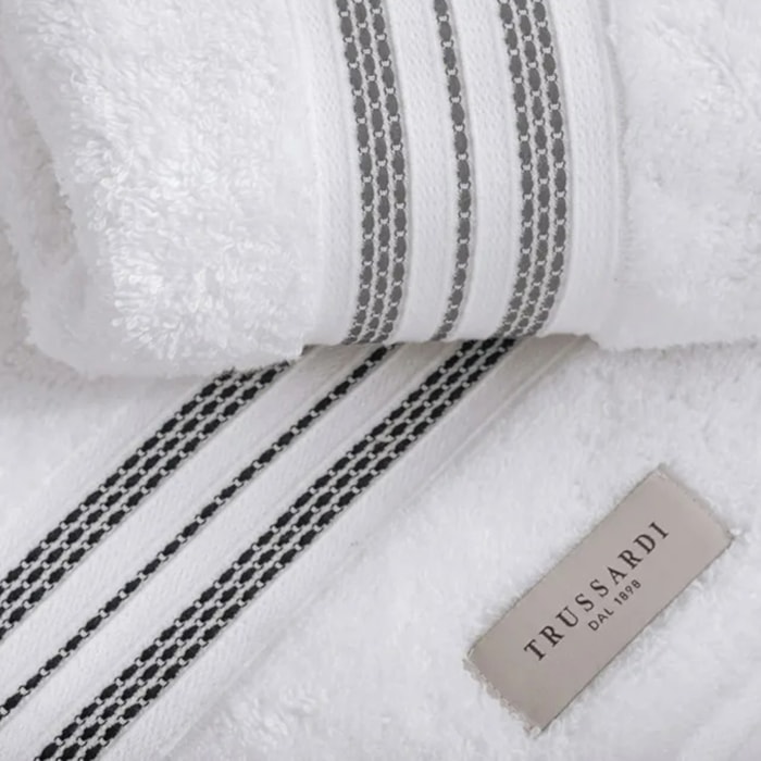 Toalha de Rosto 100% Algodão Barberine Branco/Cielo Trussardi - Madel Home