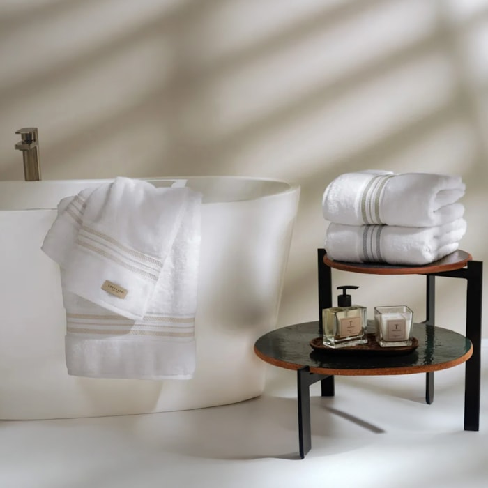 Toalha de Rosto 100% Algodão Barberine Branco/Nero Trussardi - Madel Home