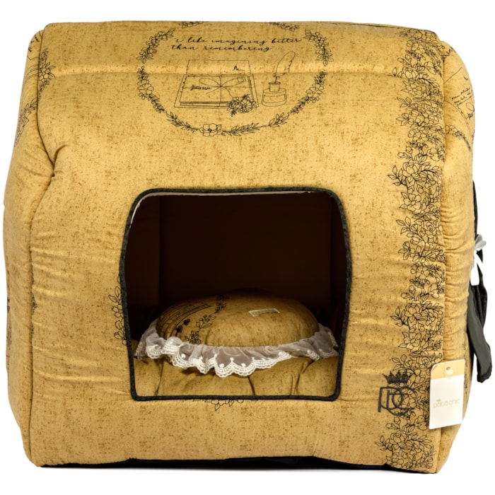 Toca Pet em Tricoline 100% Algodão 48x47x42cm Marrom - Madel Home