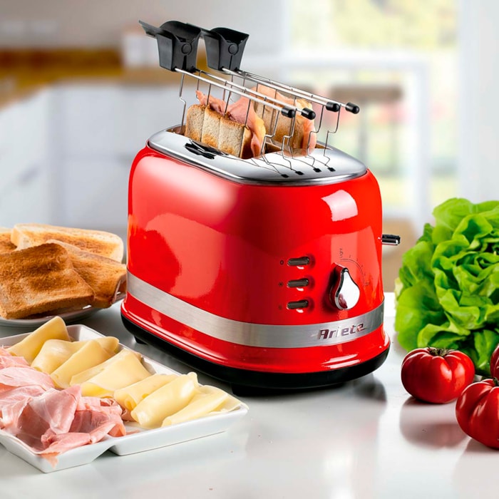 Torradeira Elétrica Moderna 750W 6 Níveis 2 Fatias Vermelho Ariete - 127V - Madel Home