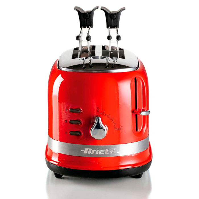 Torradeira Elétrica Moderna 750W 6 Níveis 2 Fatias Vermelho Ariete - 127V - Madel Home