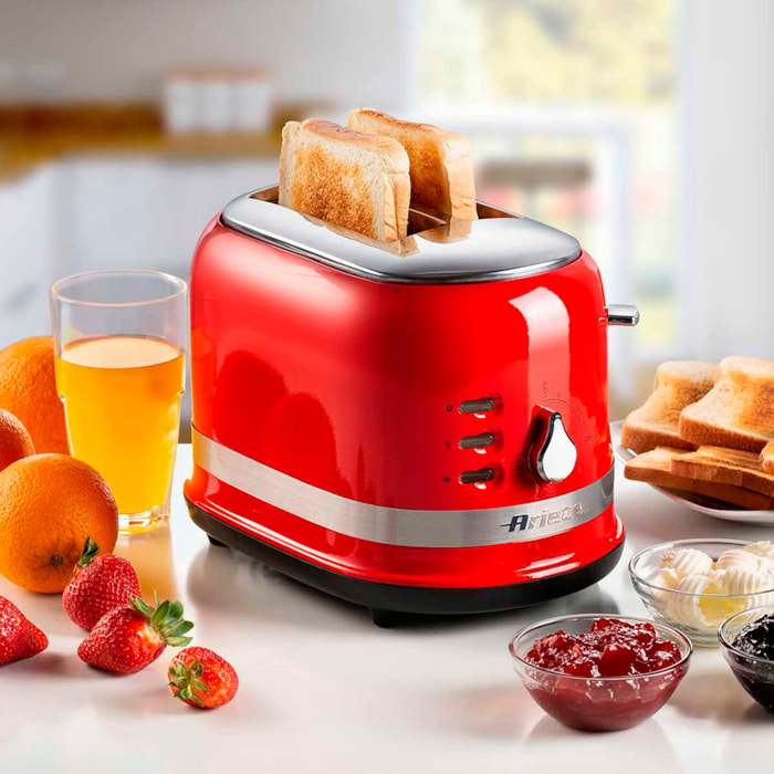 Torradeira Elétrica Moderna 750W 6 Níveis 2 Fatias Vermelho Ariete - 127V - Madel Home