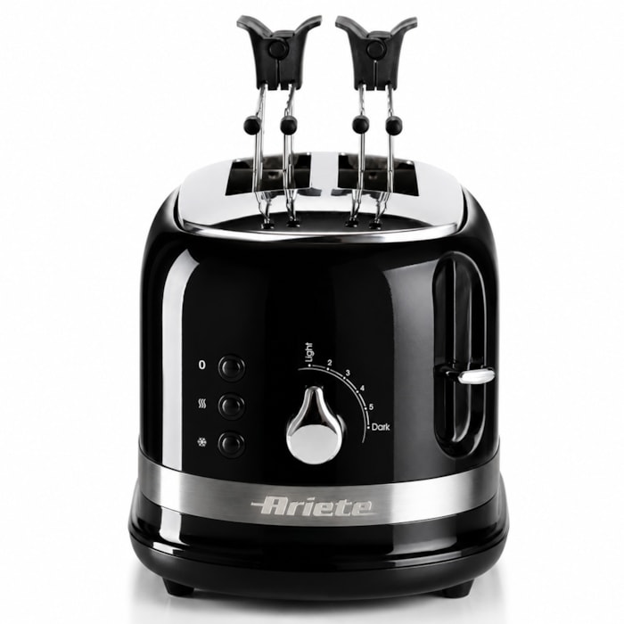 Torradeira Elétrica Moderna Preta 750W 6 Níveis 2 Fatias Ariete - 220V - Madel Home
