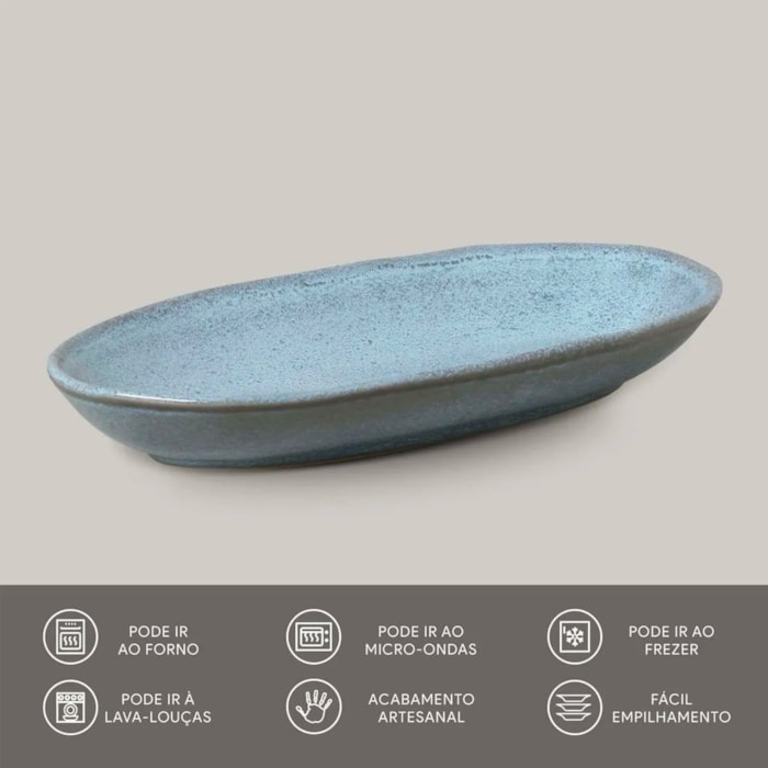 Travessa Oval em Cerâmica Funda Orgânico Breeze Porto Brasil - 32cm - Madel Home