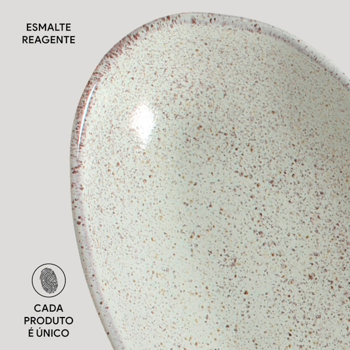 Travessa Oval em Cerâmica Funda Orgânico Pistache Porto Brasil - 32cm - Madel Home