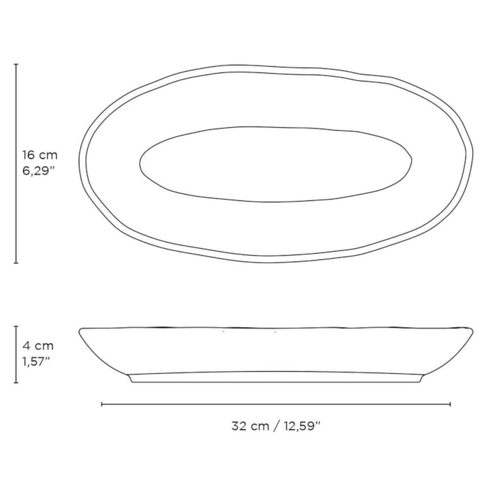 Travessa Oval em Cerâmica Funda Orgânico Pistache Porto Brasil - 32cm - Madel Home