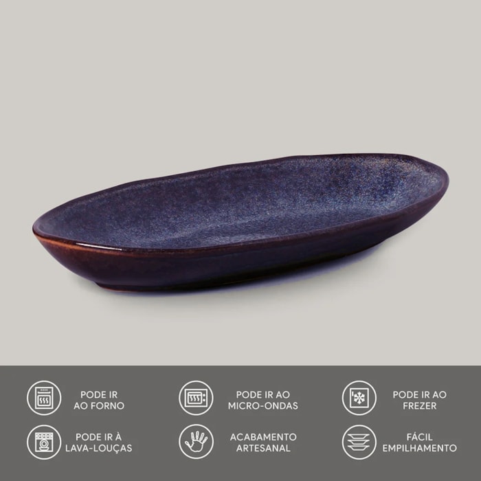 Travessa Oval em Cerâmica Funda Orgânico Titanium Porto Brasil - 32cm - Madel Home
