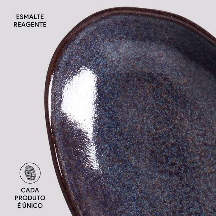 Travessa Oval em Cerâmica Funda Orgânico Titanium Porto Brasil - 32cm - Madel Home
