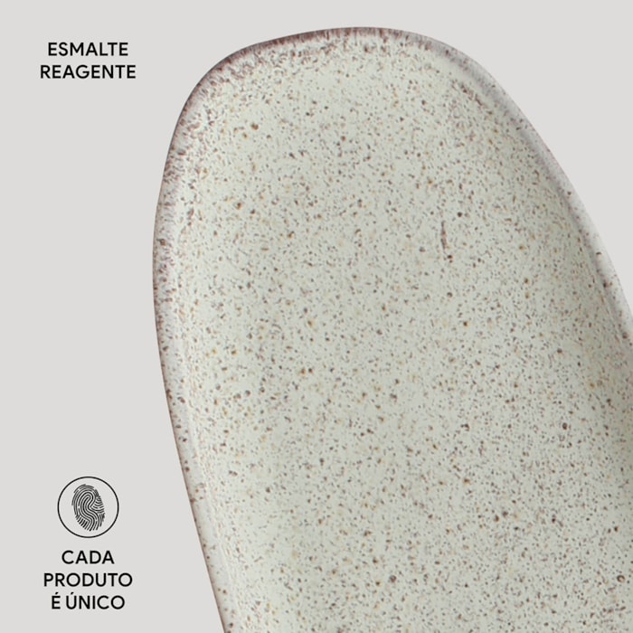 Travessa Oval em Cerâmica Rasa Orgânico Pistache Porto Brasil - 36cm - Madel Home