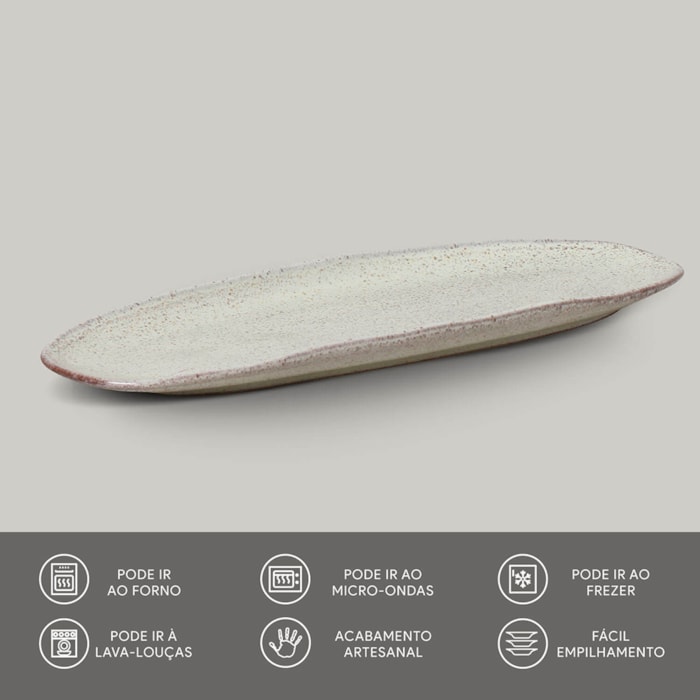 Travessa Oval em Cerâmica Rasa Orgânico Pistache Porto Brasil - 36cm - Madel Home