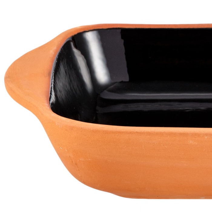 Travessa Quadrada com Alça Aldeia em Cerâmica 1,5L Preto - Madel Home