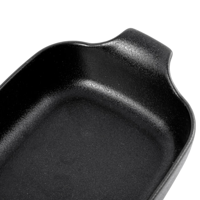 Travessa Retangular com Alça Onix em Cerâmica 34cm Preta - Madel Home