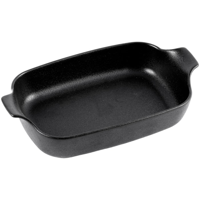 Travessa Retangular com Alça Onix em Cerâmica 34cm Preta - Madel Home