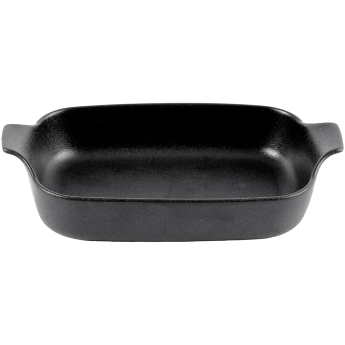 Travessa Retangular com Alça Onix em Cerâmica 34cm Preta - Madel Home