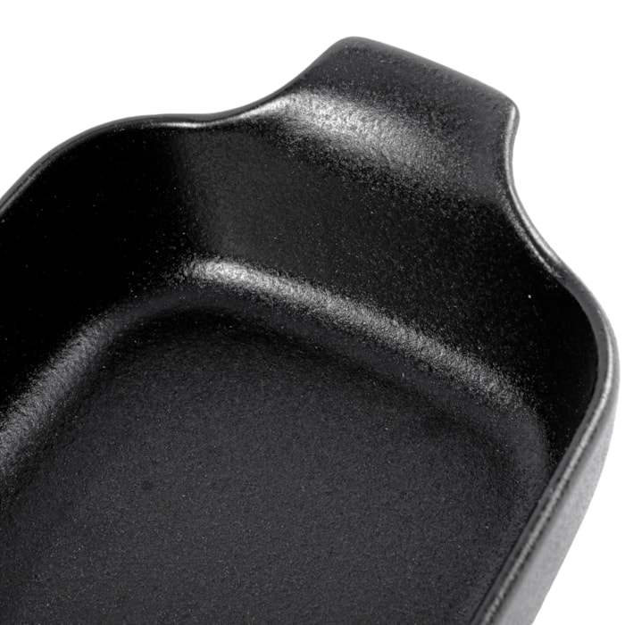 Travessa Retangular com Alças em Cerâmica Preto Onix - 28cm - Madel Home