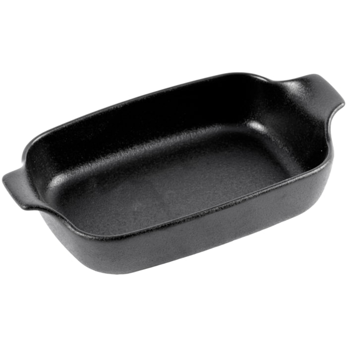 Travessa Retangular com Alças em Cerâmica Preto Onix - 28cm - Madel Home