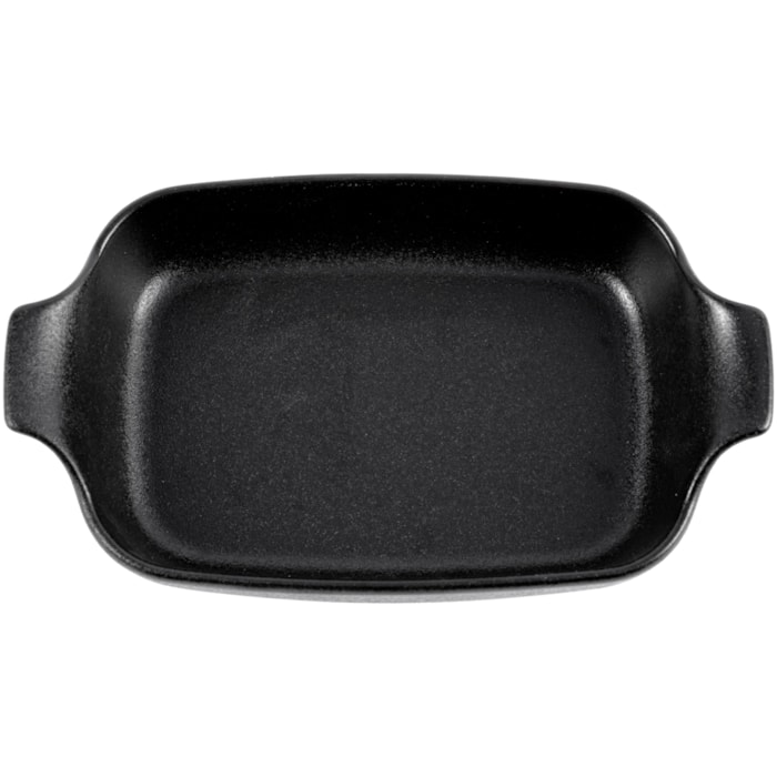 Travessa Retangular com Alças em Cerâmica Preto Onix - 28cm - Madel Home