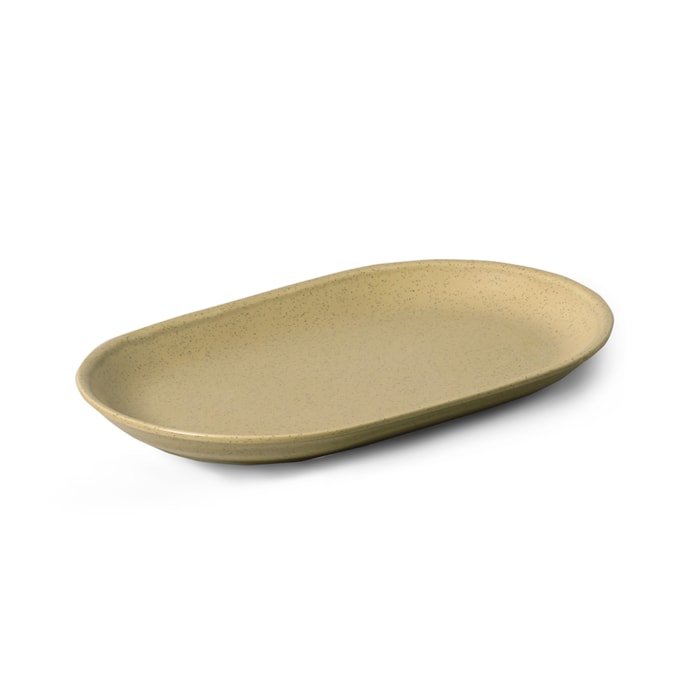 Travessa Retangular em Cerâmica Organic Sand Alleanza - 34cm - Madel Home
