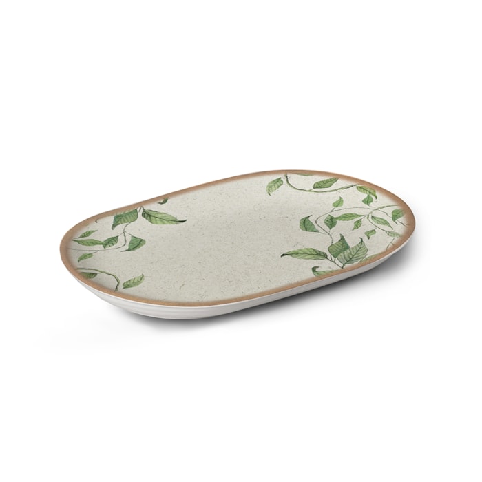 Travessa Retangular em Cerâmica Tropical Leaves Alleanza - 34cm - Madel Home