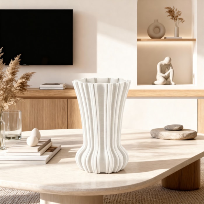 Vaso de Cerâmica Alba Off-White Alto - 34cm - Madel Home