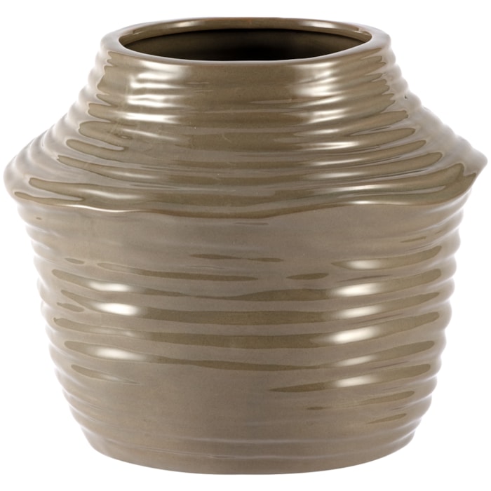 Vaso de Cerâmica Aloi Marrom Médio - 20cm - Madel Home