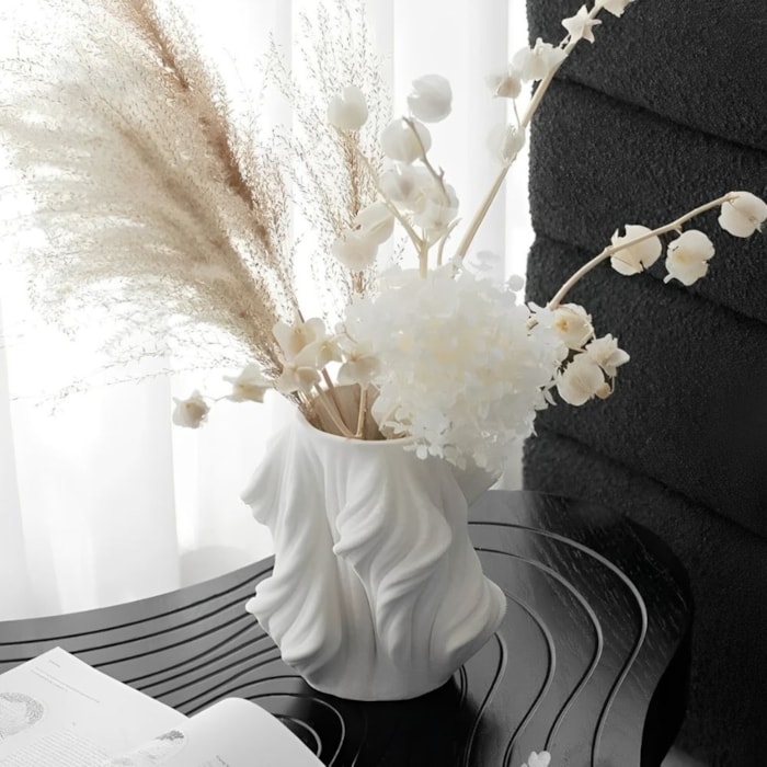 Vaso de Cerâmica Altea Off-White Alto - 37cm - Madel Home