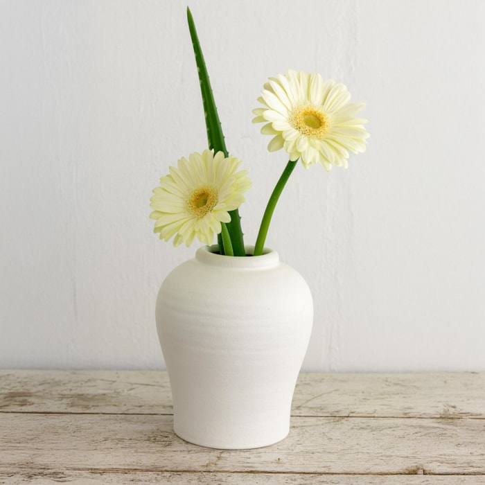 Vaso de Cerâmica Altea Off-White Médio - 18,5cm - Madel Home