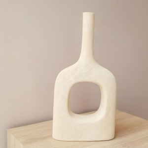 Vaso de Cerâmica Arles Bege Alto - 40cm