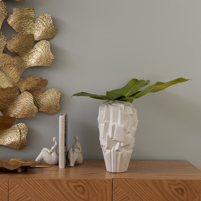 Vaso de Cerâmica Avenua Off-White Alto - 34cm - Madel Home