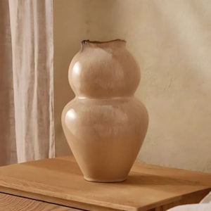 Vaso de Cerâmica Cancun Bege Alto - 30cm