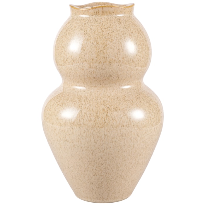 Vaso de Cerâmica Cancun Médio Bege - 26cm - Madel Home