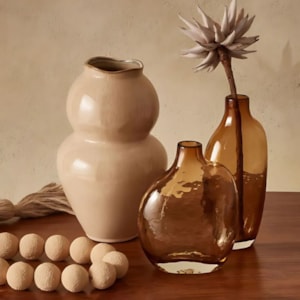 Vaso de Cerâmica Cancun Médio Bege - 26cm