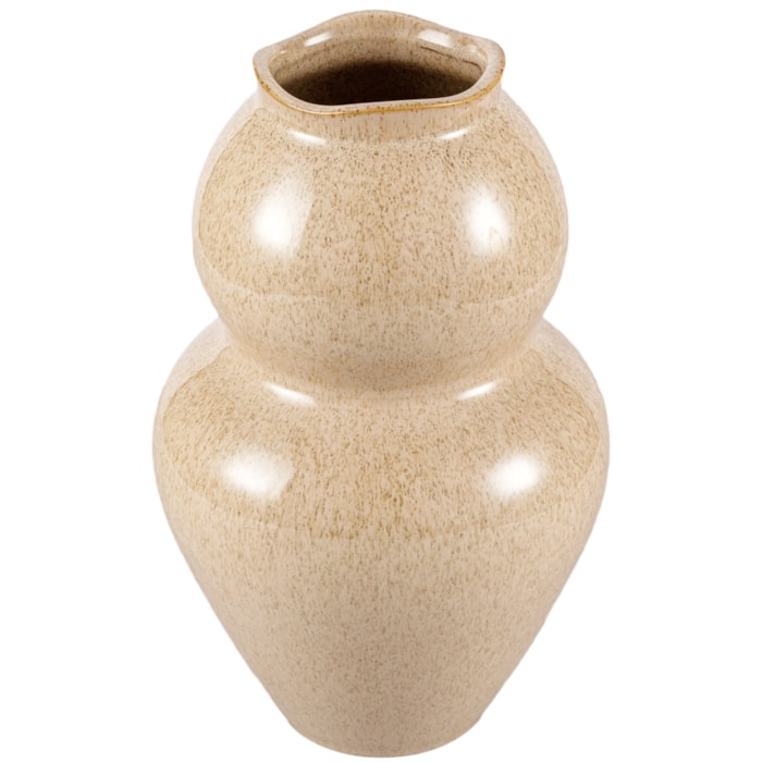 Vaso de Cerâmica Cancun Médio Bege - 26cm - Madel Home