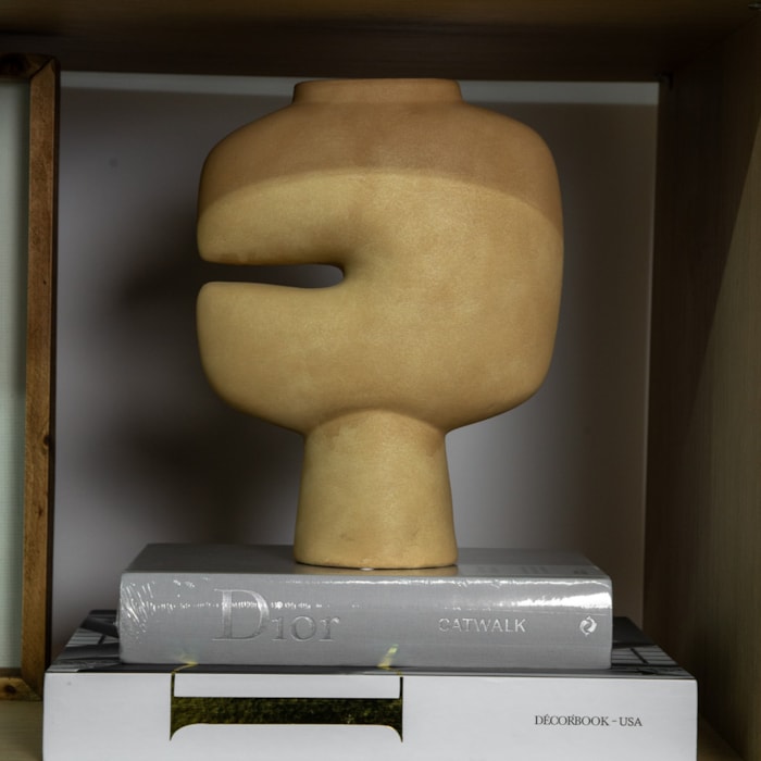 Vaso de Cerâmica Contorno Bege - 30cm - Madel Home