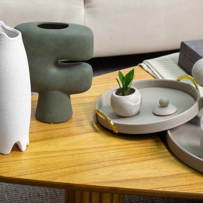 Vaso de Cerâmica Contorno Verde - 25cm - Madel Home