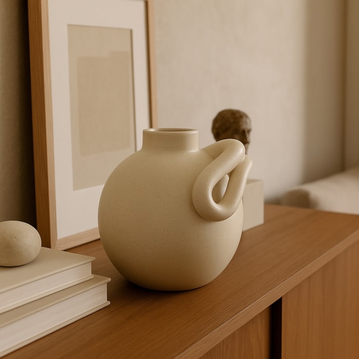 Vaso de Cerâmica Cusco Cinza Baixo - 29cm - Madel Home