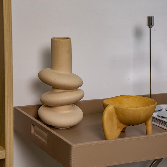Vaso de Cerâmica Elo Bege - 29cm - Madel Home