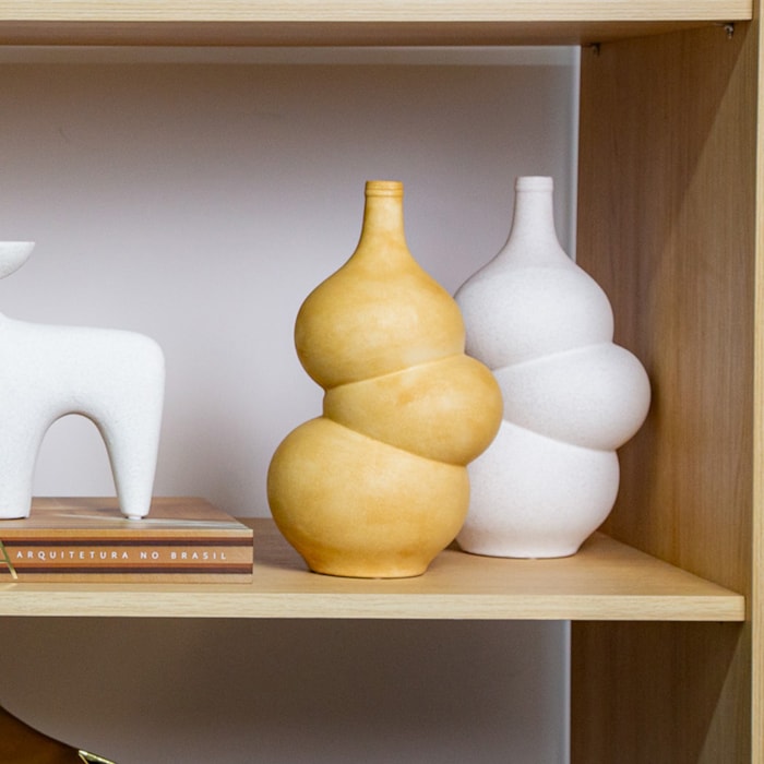 Vaso de Cerâmica Formas Branco M - 32cm - Madel Home