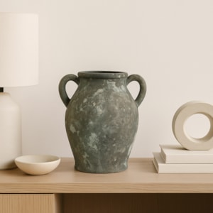 Vaso de Cerâmica Krabi Cinza Alto - 30cm