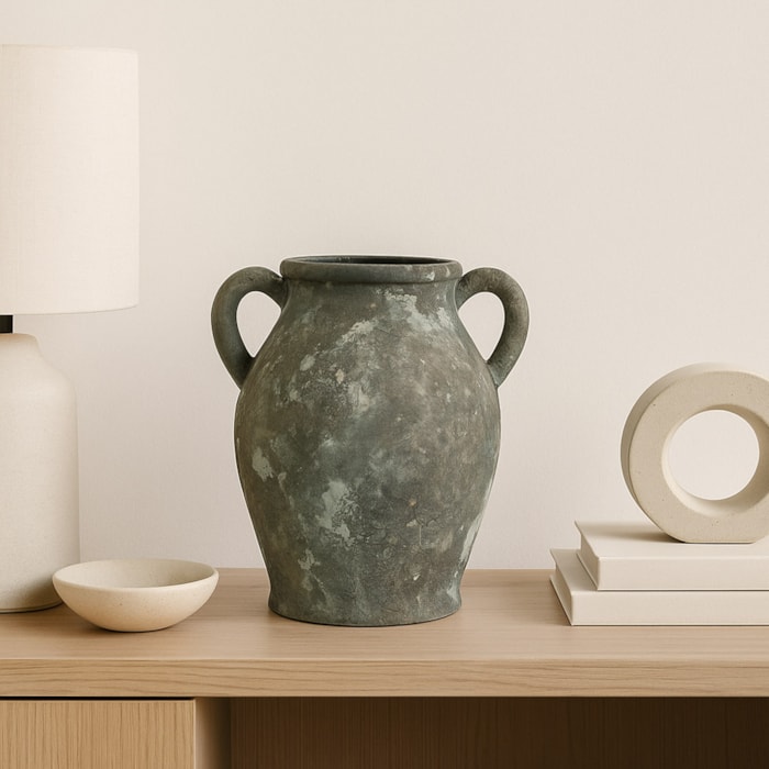 Vaso de Cerâmica Krabi Cinza Alto - 30cm - Madel Home