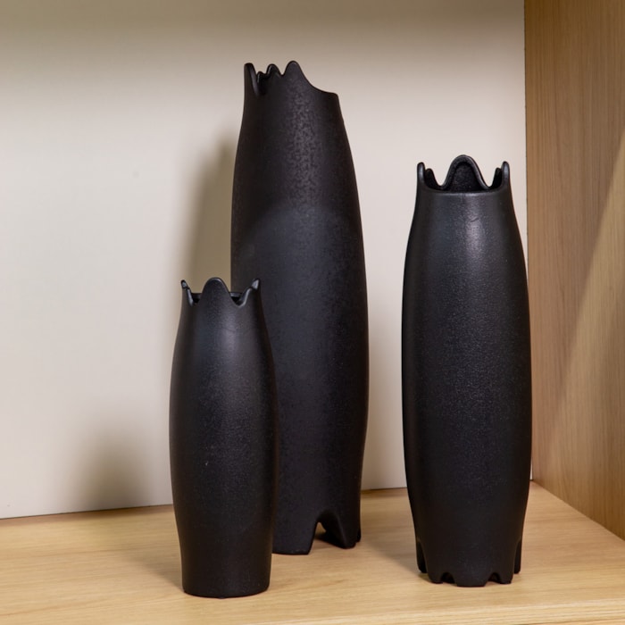 Vaso de Cerâmica Linha em Preto G - 50cm - Madel Home