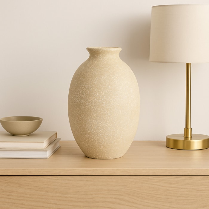 Vaso de Cerâmica Luxor Bege Alto - 32cm - Madel Home