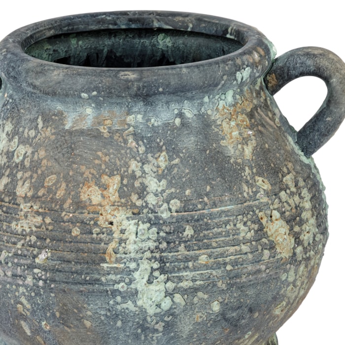 Vaso de Cerâmica Oliva Cinza Baixo - 23cm - Madel Home