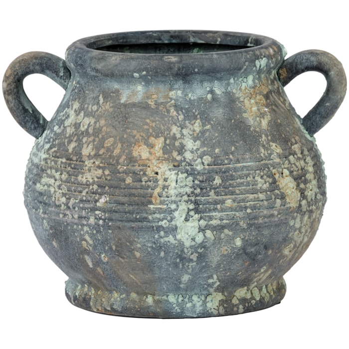 Vaso de Cerâmica Oliva Cinza Baixo - 23cm - Madel Home