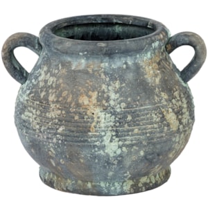 Vaso de Cerâmica Oliva Cinza Baixo - 23cm 