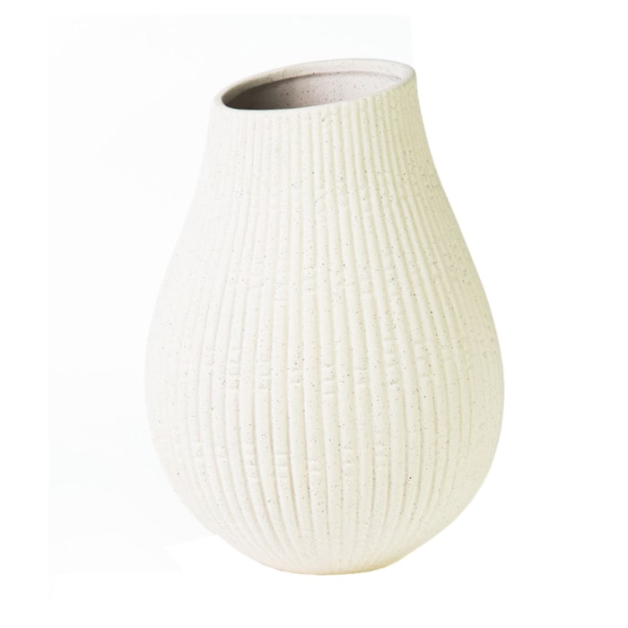 Vaso de Cerâmica Palermo Off-White Alto - 26cm - Madel Home