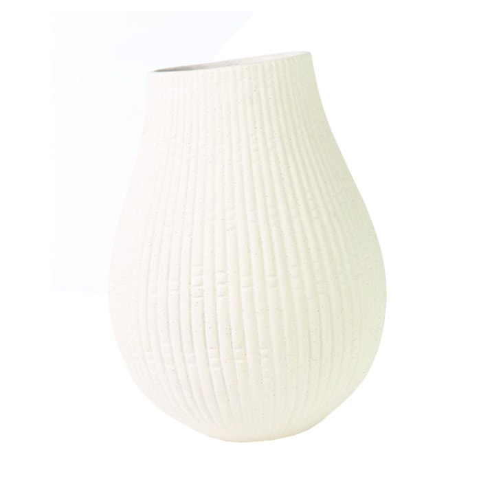 Vaso de Cerâmica Palermo Off-White Alto - 26cm - Madel Home