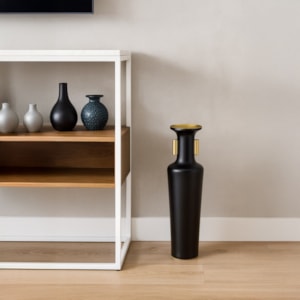 Vaso de Cerâmica Salerno Preto Alto - 53cm 